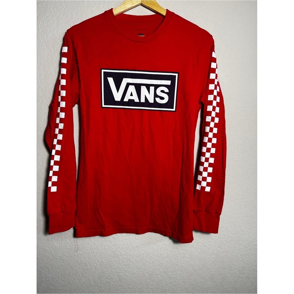 Vans mens shirt size small red Long-Sleeve Logo Tee